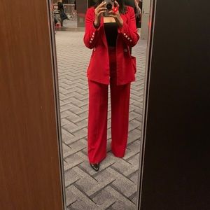 COPY - Red high waisted Zara trousers with blazer